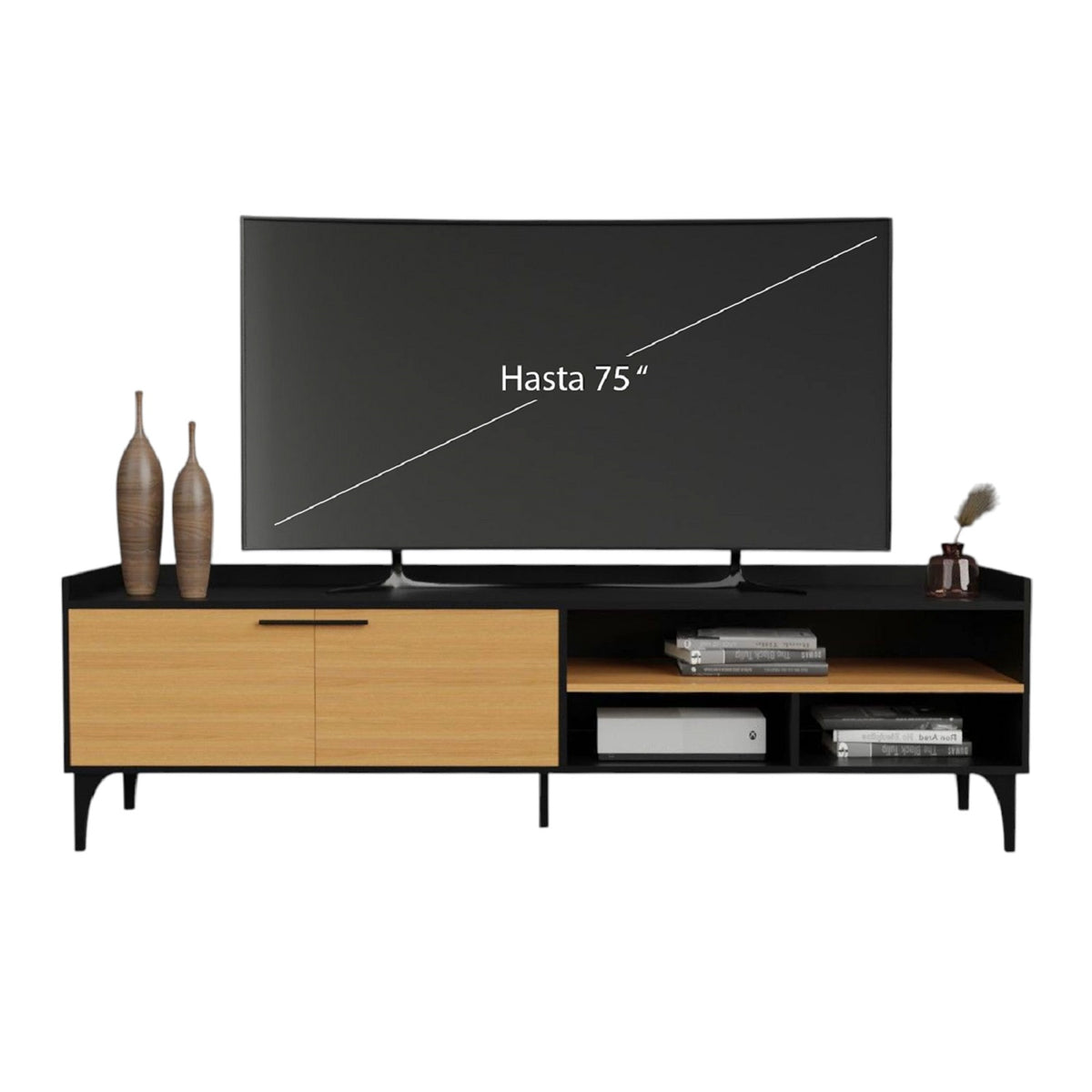 Mesa Style Para TV 77" 55X180X30cm Negro/Madera