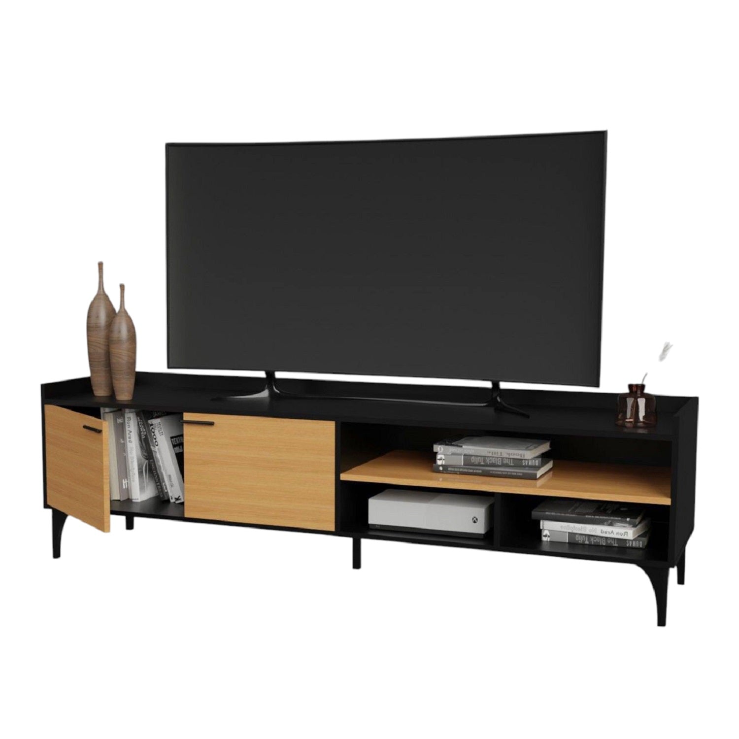 Mesa Style para TV 75"  55X180X30cm Negro/Madera