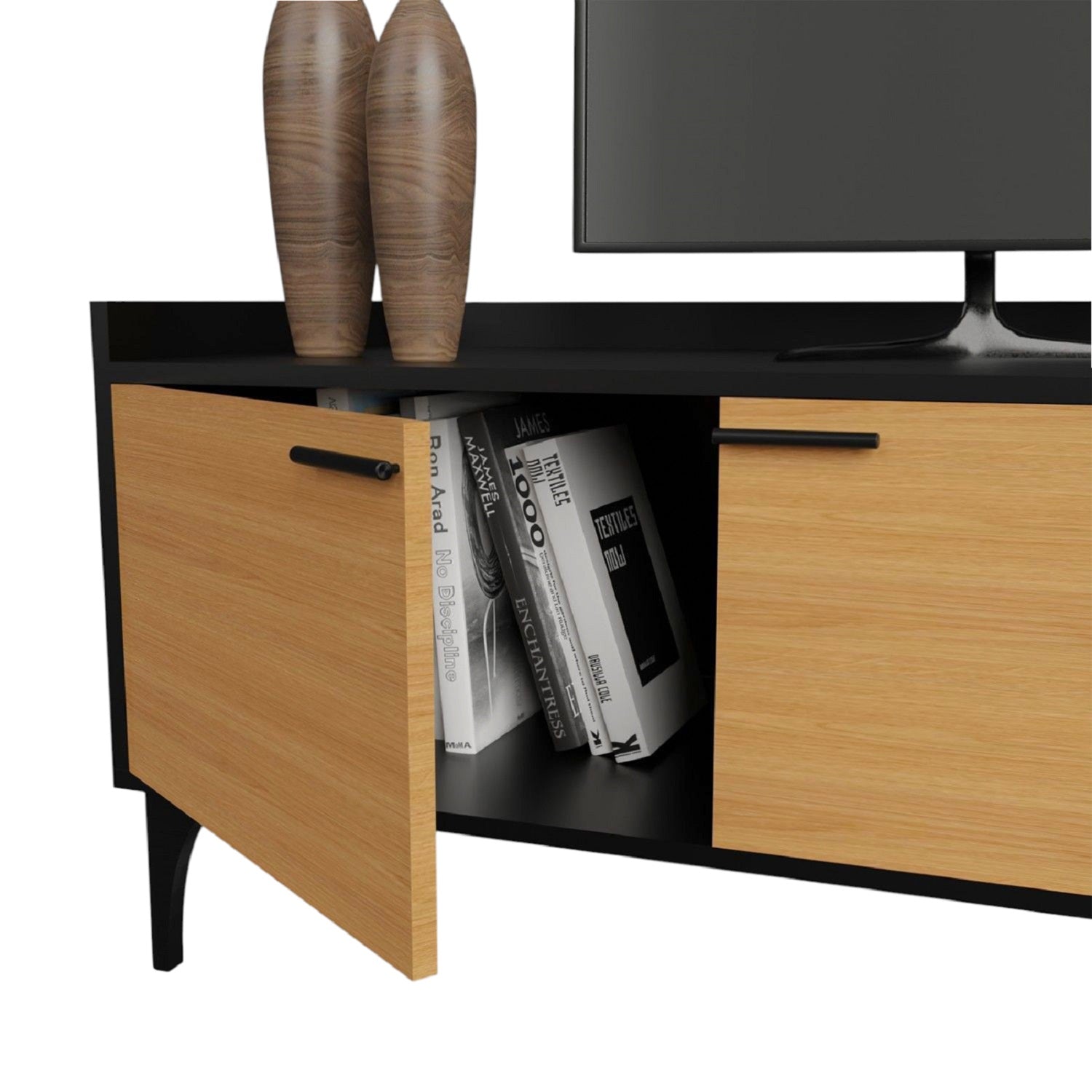 Mesa Style para TV 75"  55X180X30cm Negro/Madera