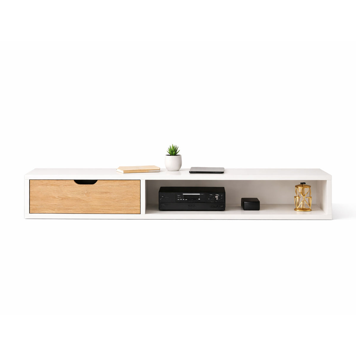 Mesa de Tv 50" Flotante Tolouse 30x120x30cm Blanco/Madera