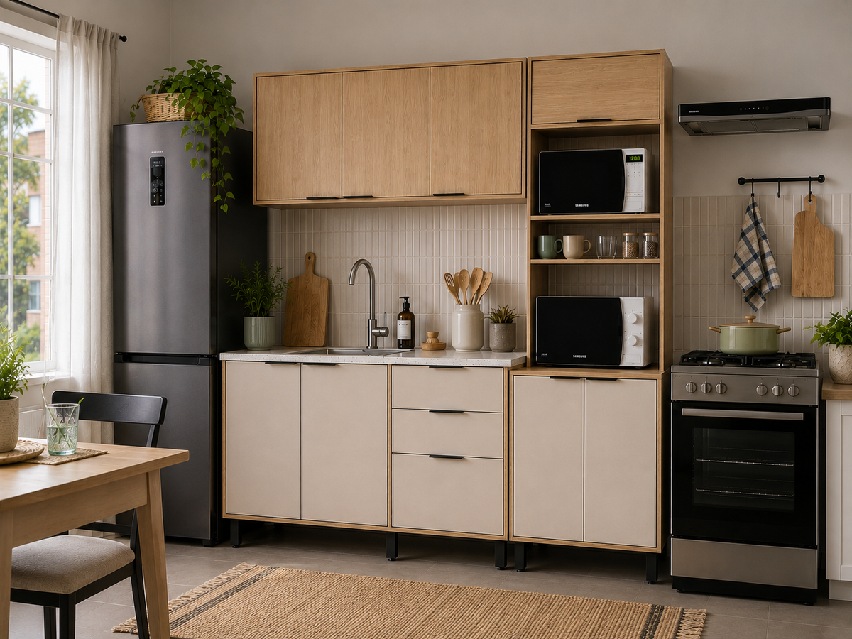 Cocina 190 cm Maui 9 Puertas 2 Cajones Almendra/Blanco Apagado