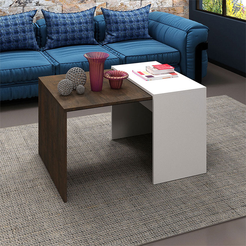 Mesa de centro cobena rustico blanco apagado