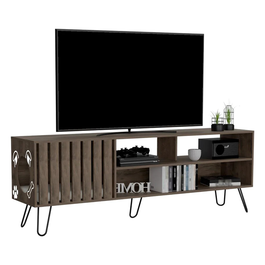 Mesa para tv zoro nogal hasta 75 pulgadas, con espacio para tu mascota