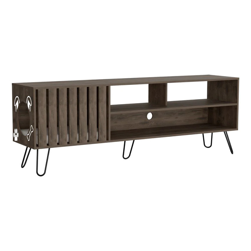 Mesa para tv zoro nogal hasta 75 pulgadas, con espacio para tu mascota
