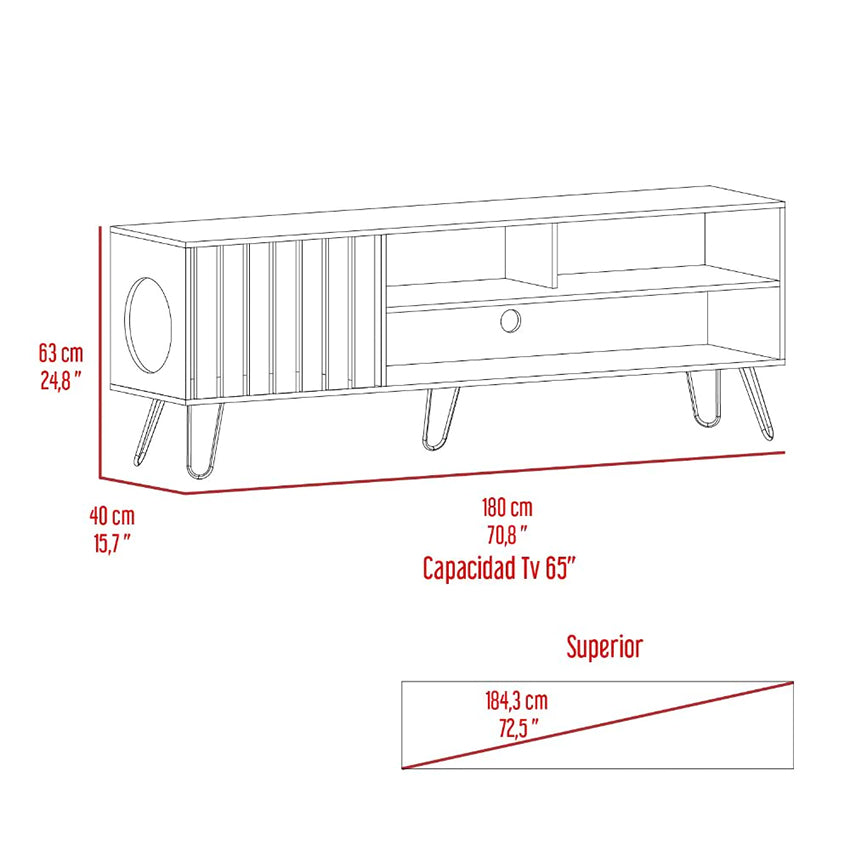 Mesa para tv zoro nogal hasta 75 pulgadas, con espacio para tu mascota