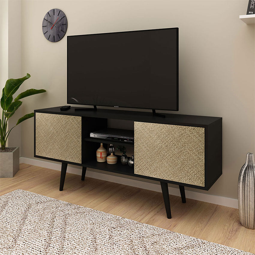 Mesa para TV Ecuador Negro/Rattan