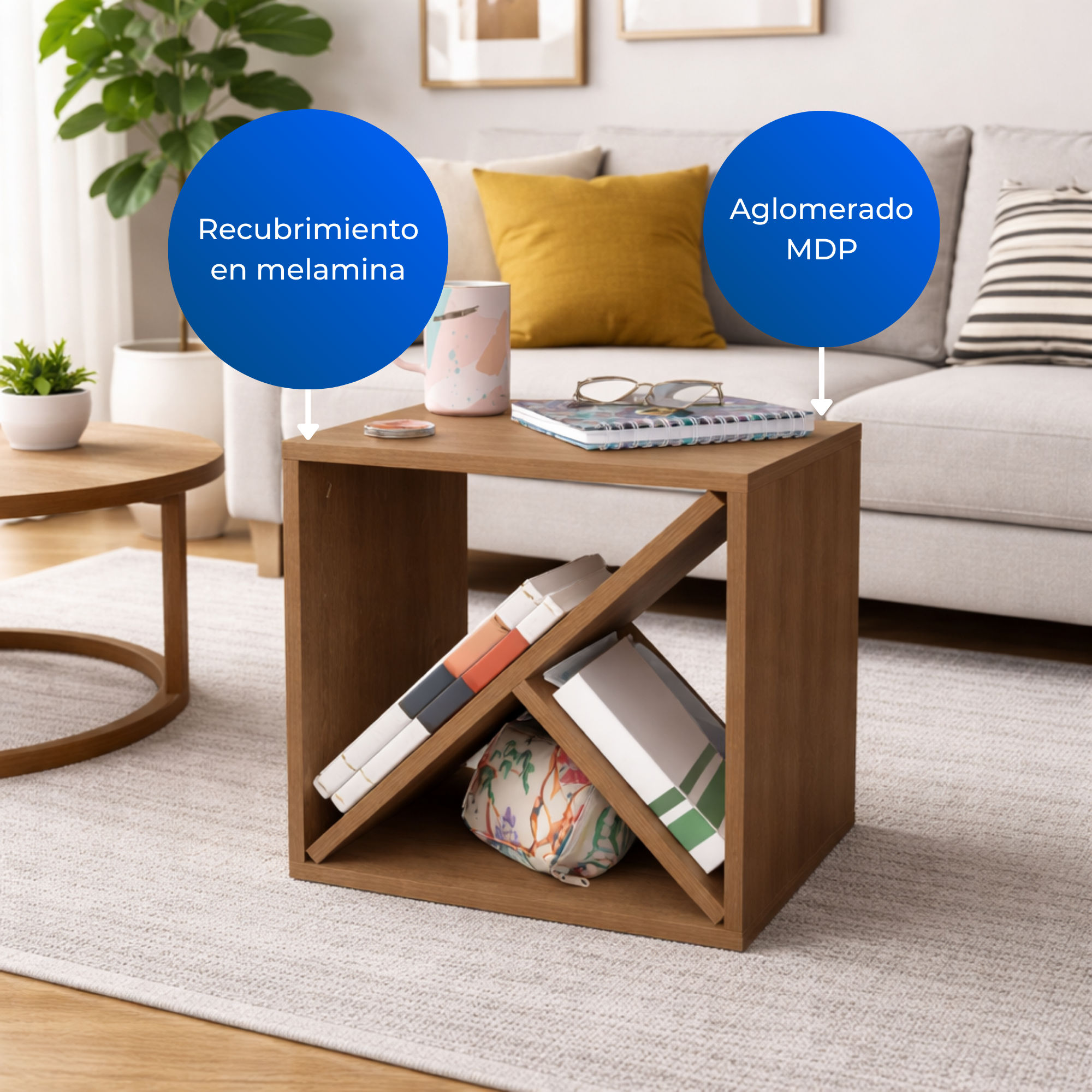 Mesa De Noche Capell Color Marrón