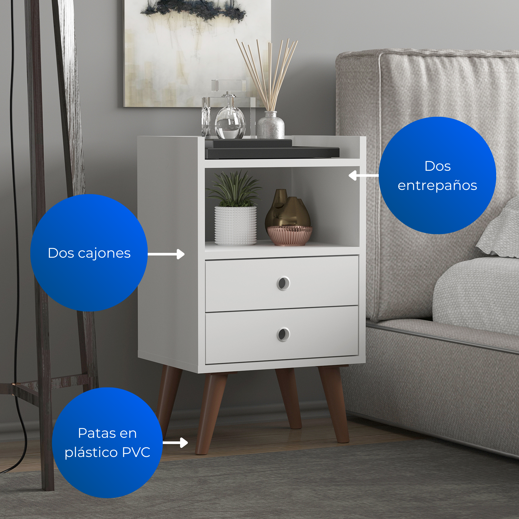 Mesa De Noche Laos Blanco