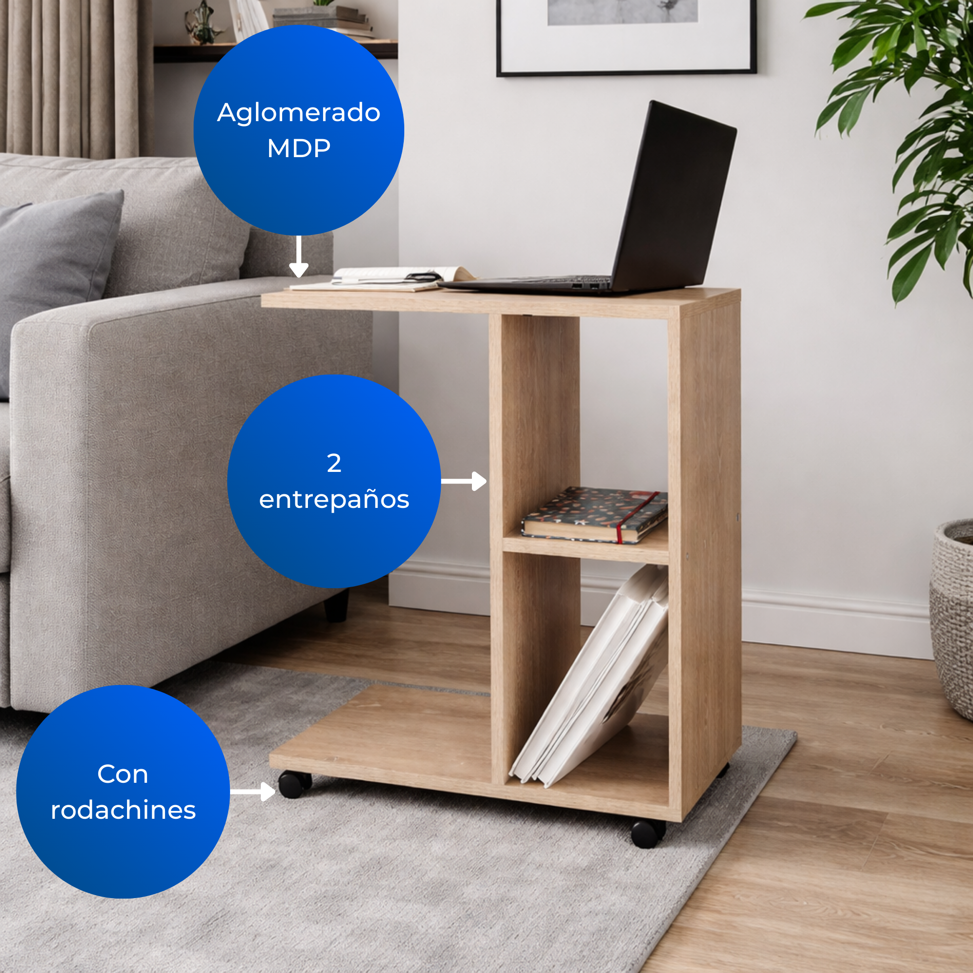 Mesa De Noche Zamora Color Beige