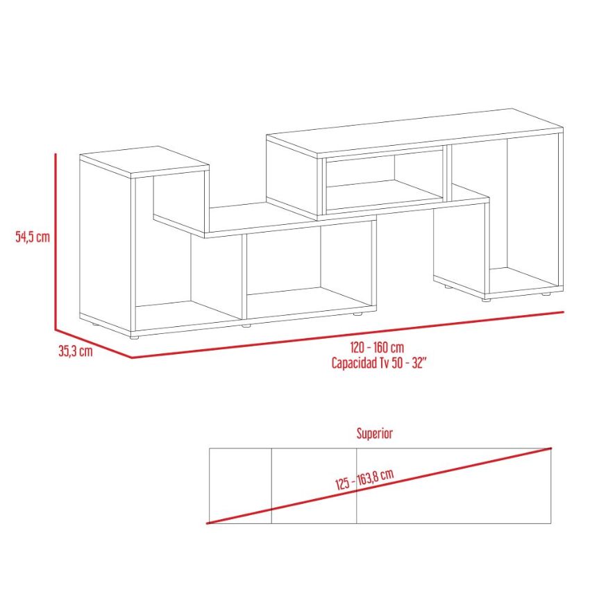 Mesa Para Tv Ascher, Duqueza, con Espacio Para Televisor de Hasta 50 Pulgadas