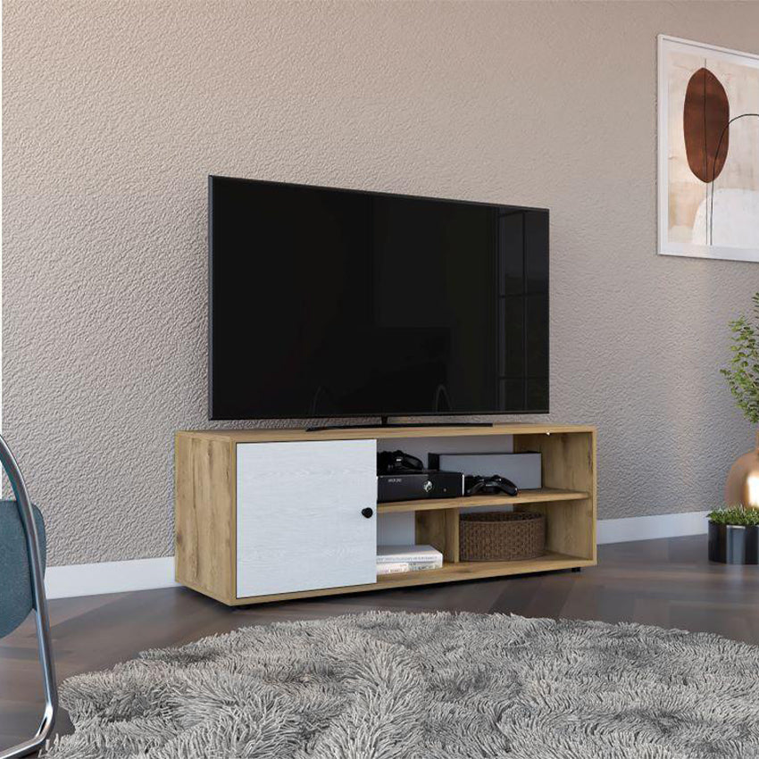 Mesa Para Tv Noah Macadamia y Blanco Vainilla