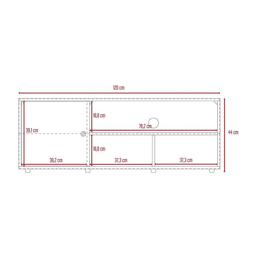 Mesa Para Tv Noah Macadamia y Blanco Vainilla