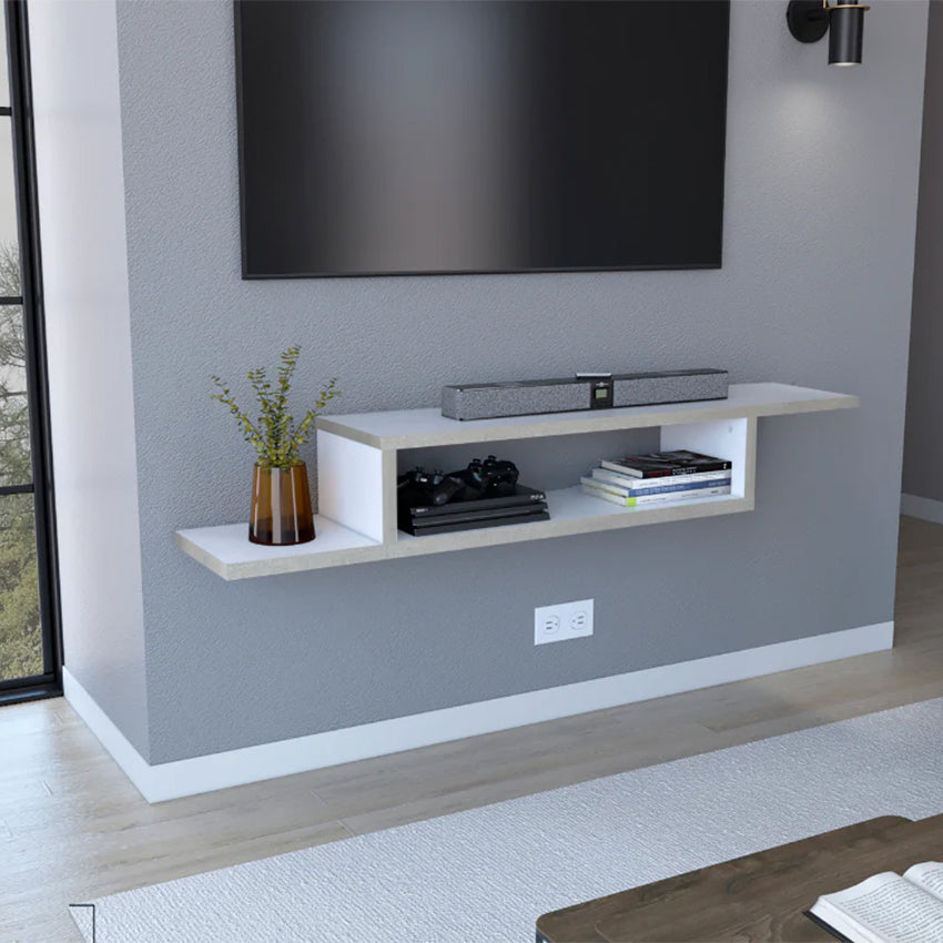 Mesa Para Tv Flotante Dilix, Nevado, con superficie para objetos decorativos