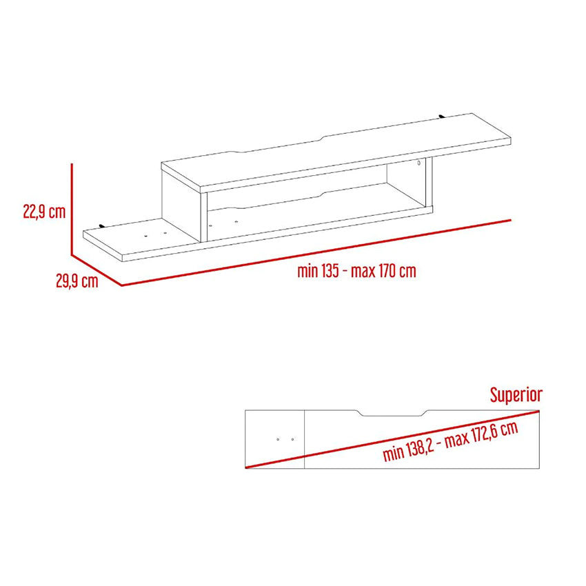 Mesa Para Tv Flotante Dilix, Nevado, con superficie para objetos decorativos