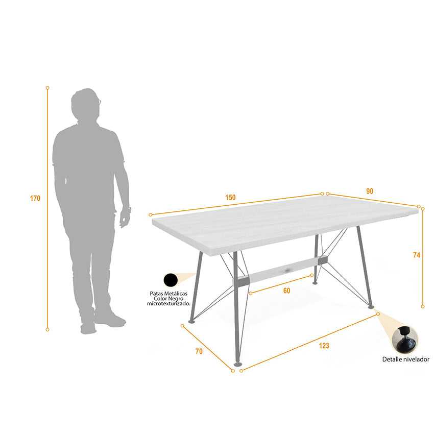 Mesa de comedor 6 puestos falcon duna