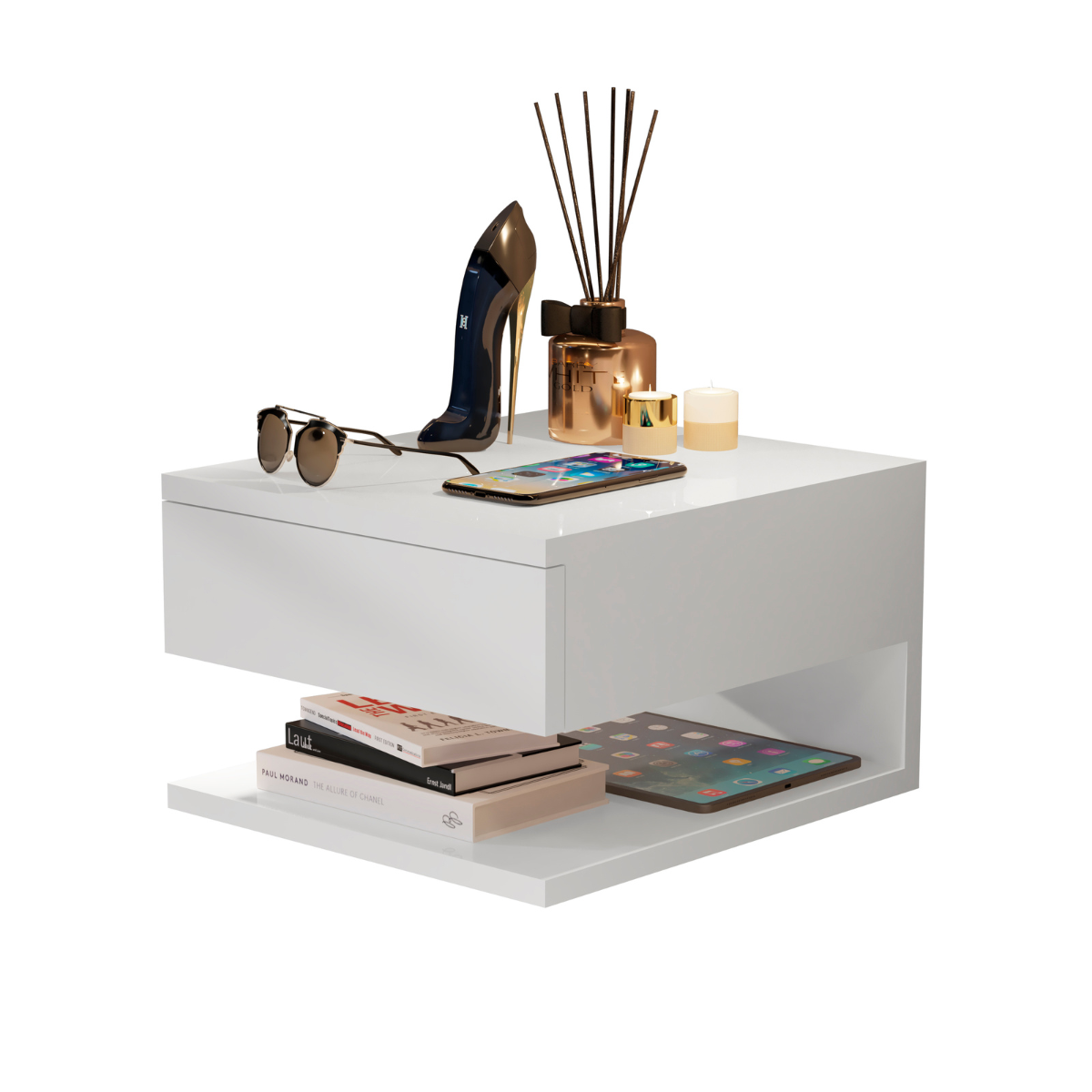 Mesa de noche Flotante Roma Blanco