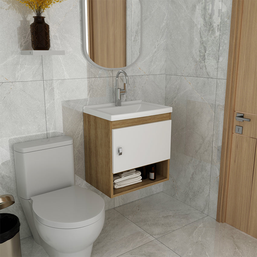 Mueble de bano con lavamanos linz almendra