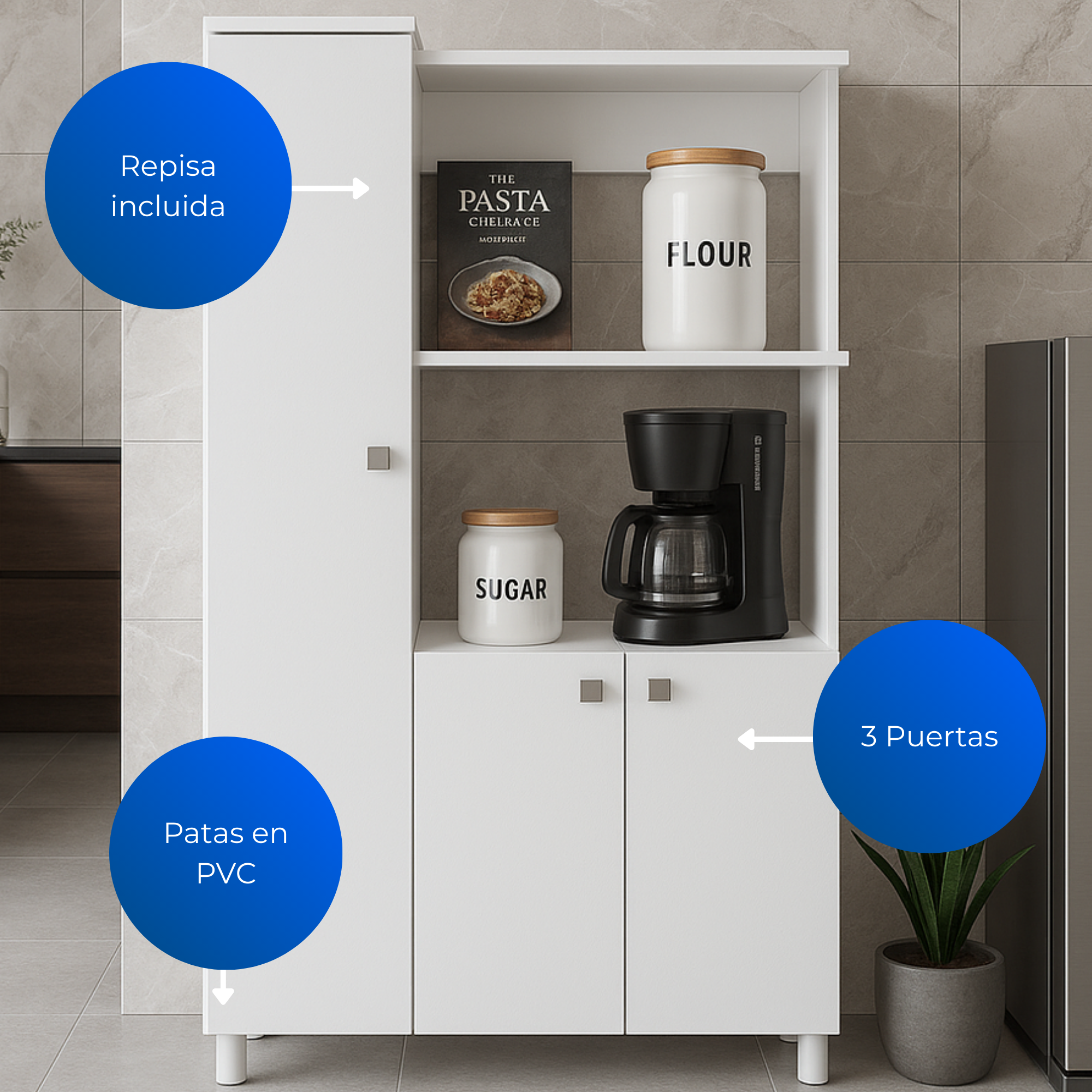 Mueble Auxiliar de Cocina Segovia Blanco