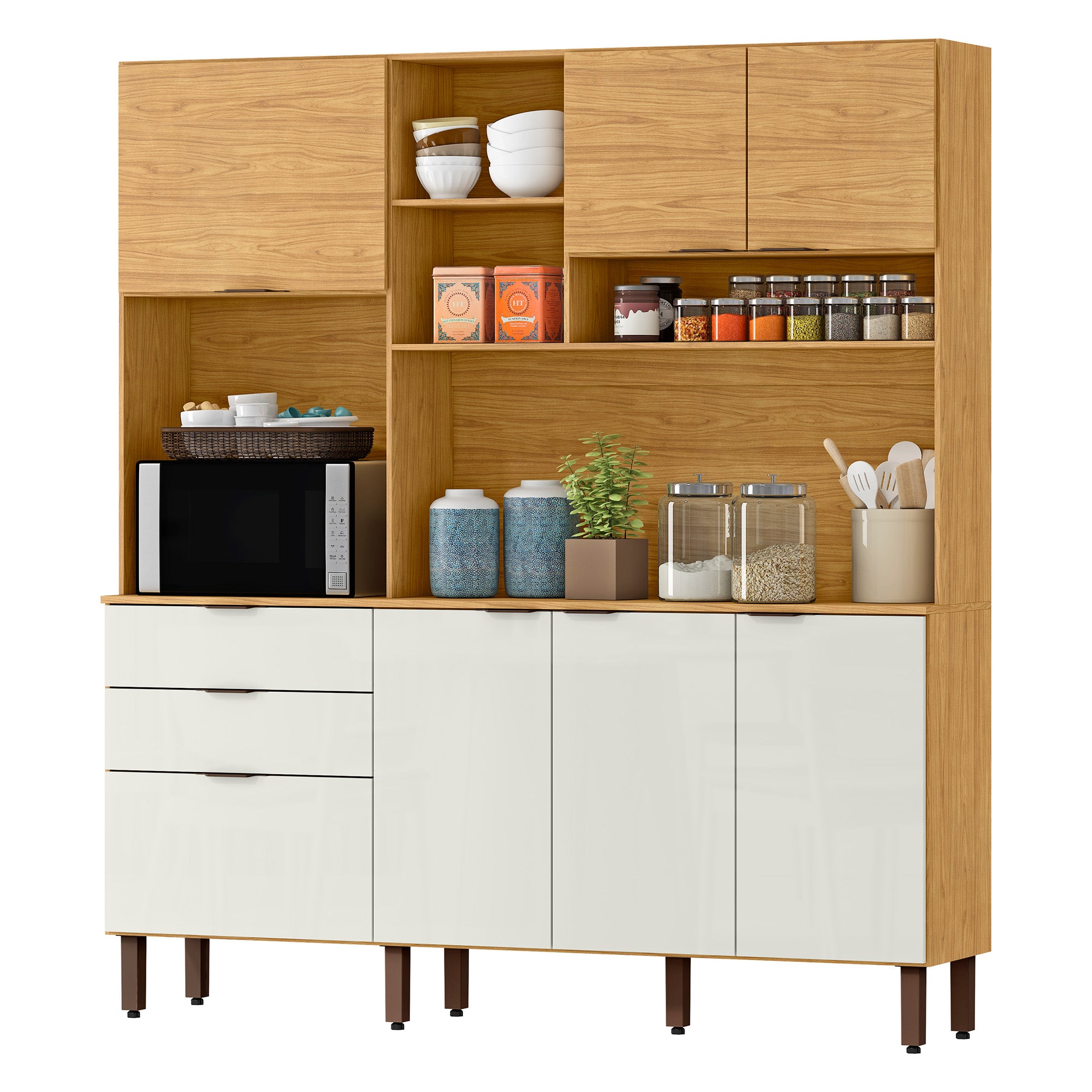 Mueble de Cocina Fiyi Natural/Blanco Apagado