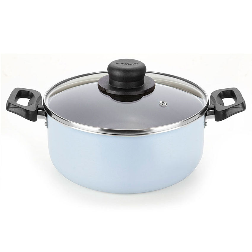 Olla blue con tapa azul celeste