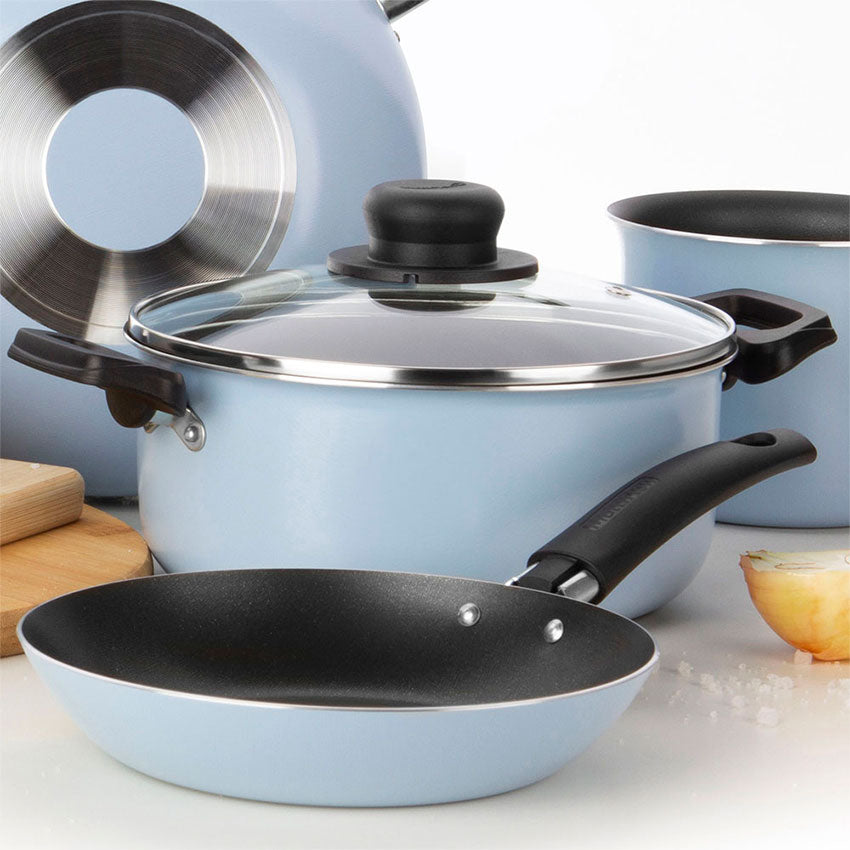 Olla blue con tapa azul celeste