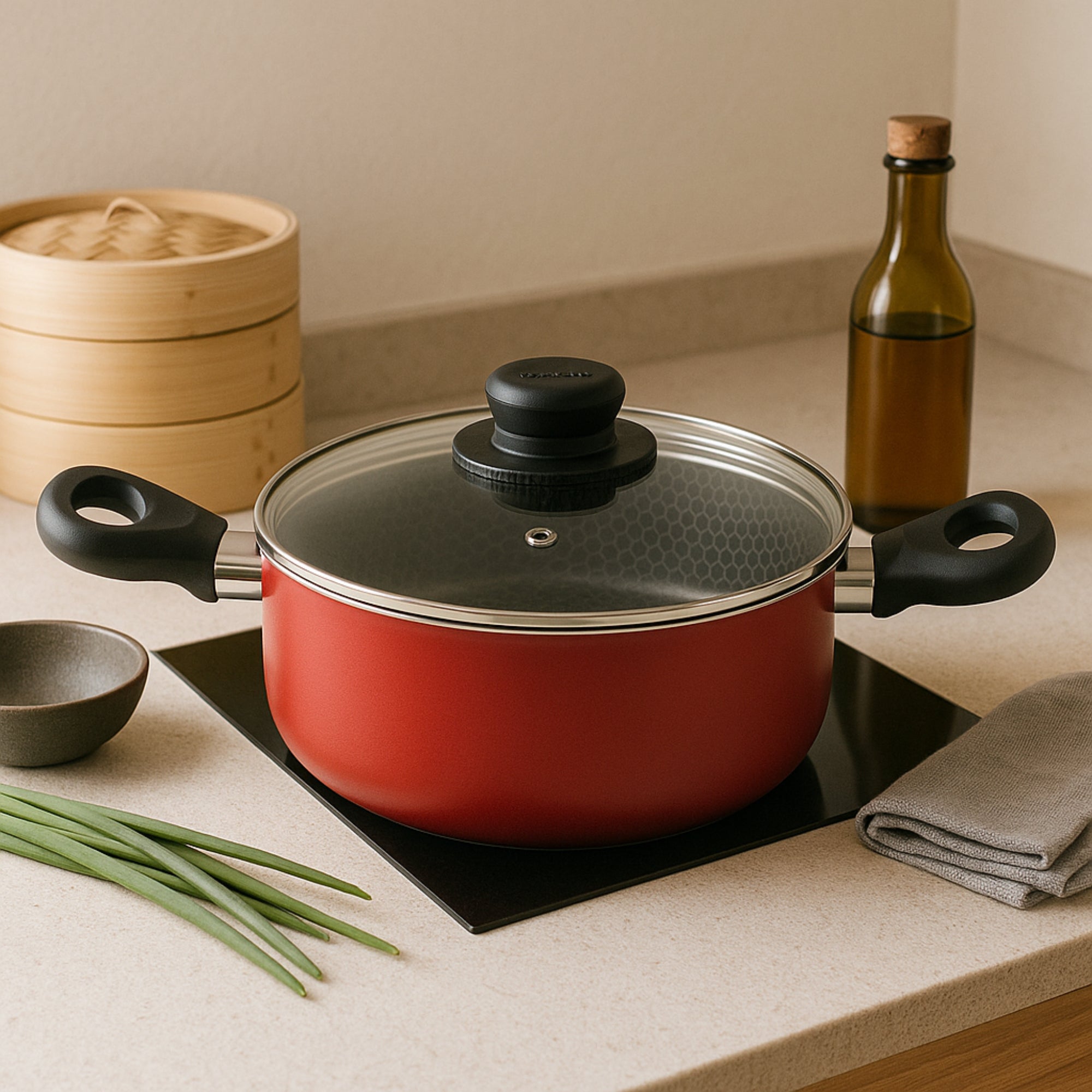 Olla Red 22 Cm Con Tapa Rojo
