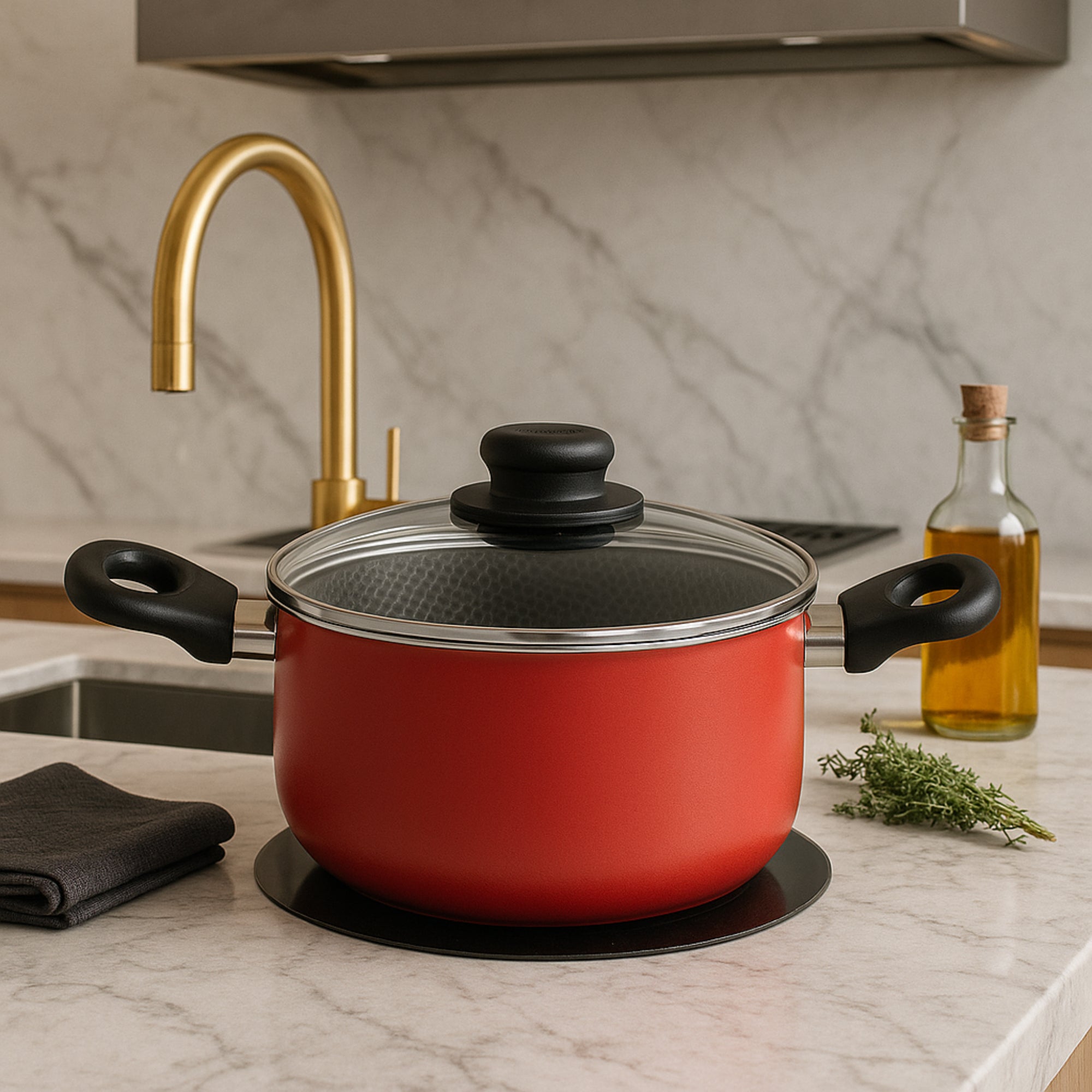Olla Red 22 Cm Con Tapa Rojo
