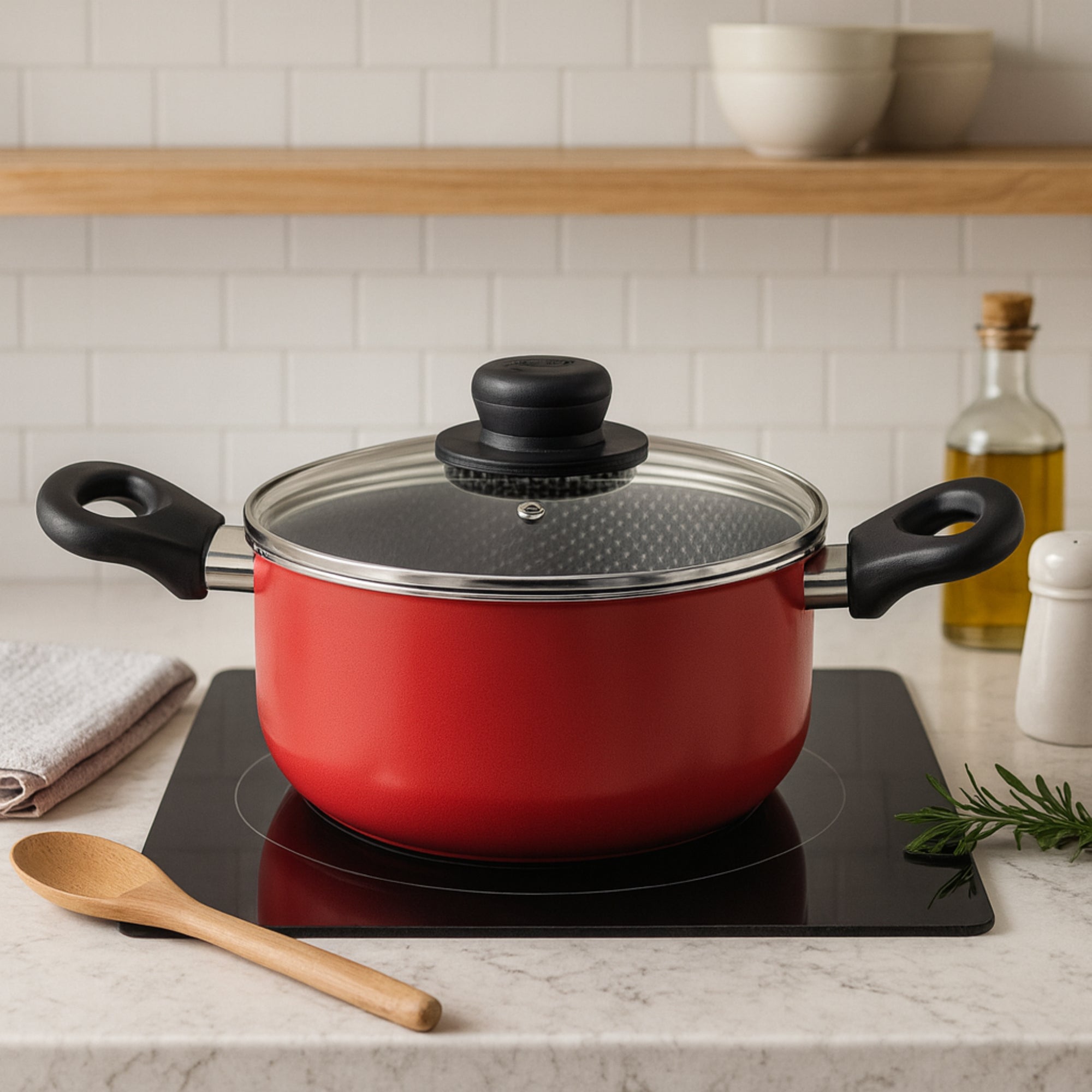 Olla Red 22 Cm Con Tapa Rojo