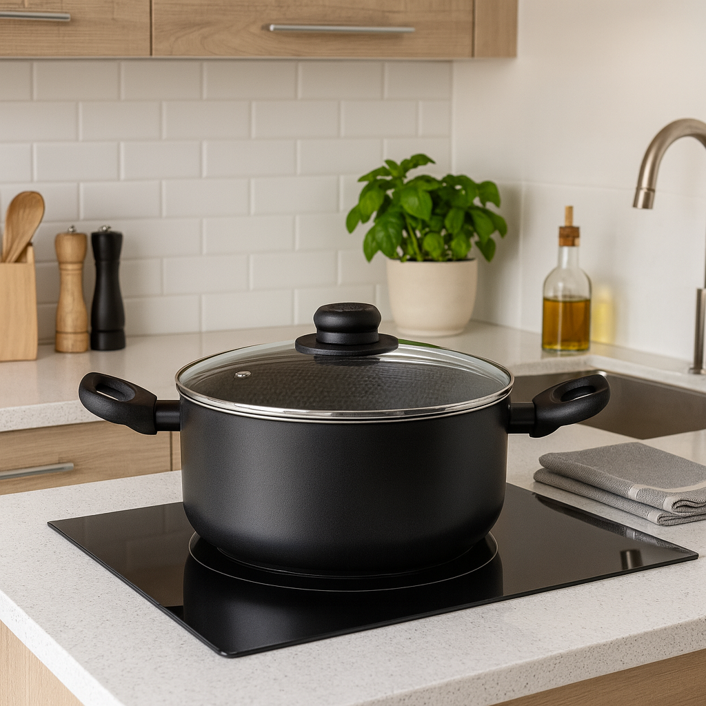 Olla cacerola superior con tapa gris