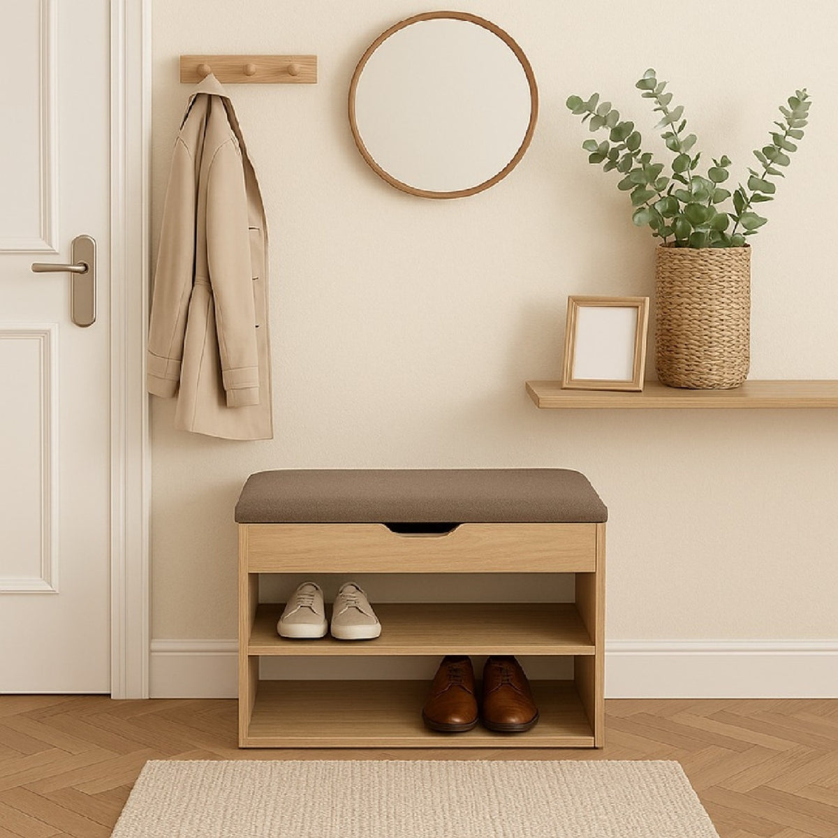 Mueble Organizador Zapatero-Baúl  43x60x30cm Madera/Mocca
