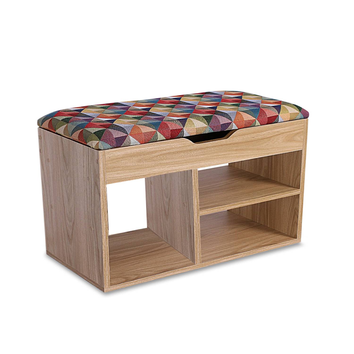 Combo Perchero Flotante +Mueble Organizador Baúl Zapatero Color madera