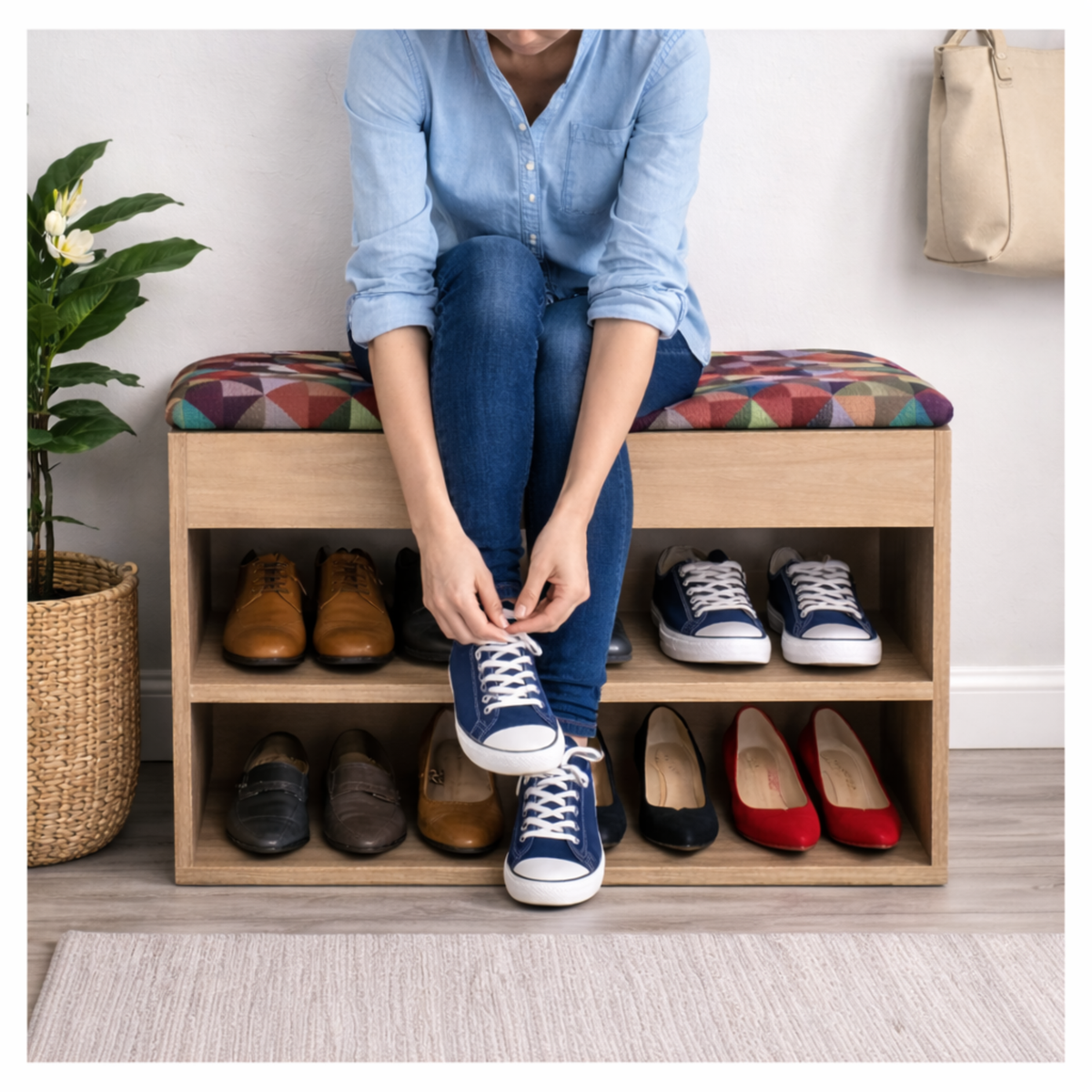 Mueble Organizador Zapatero 43x60x30cm Colors Madera