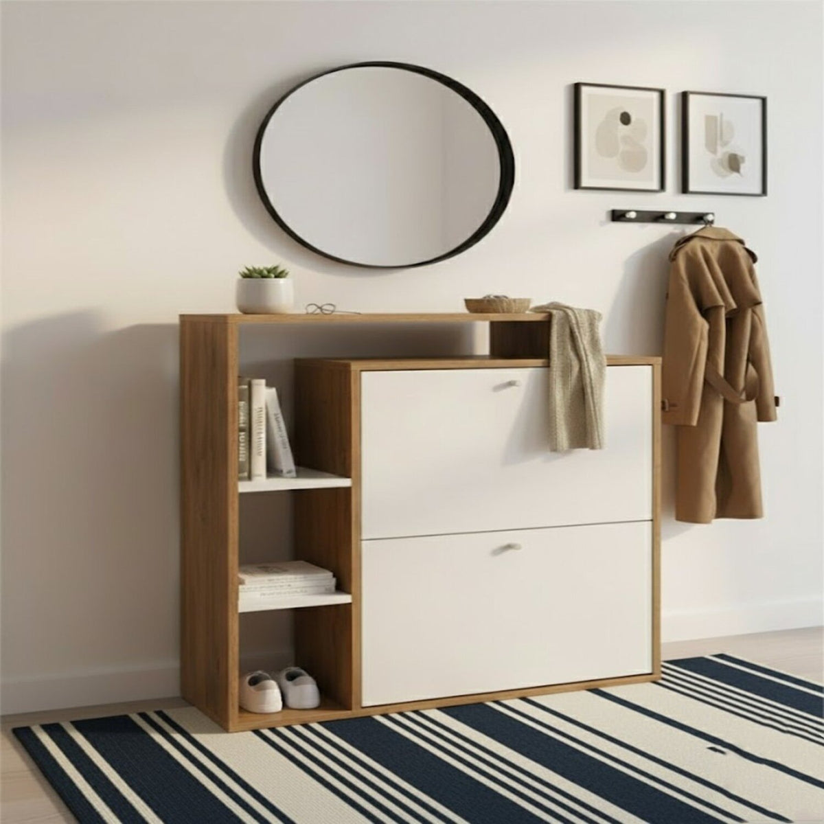 Organizador Zapatero Jenny 90x80x25cm Madera-Blanco