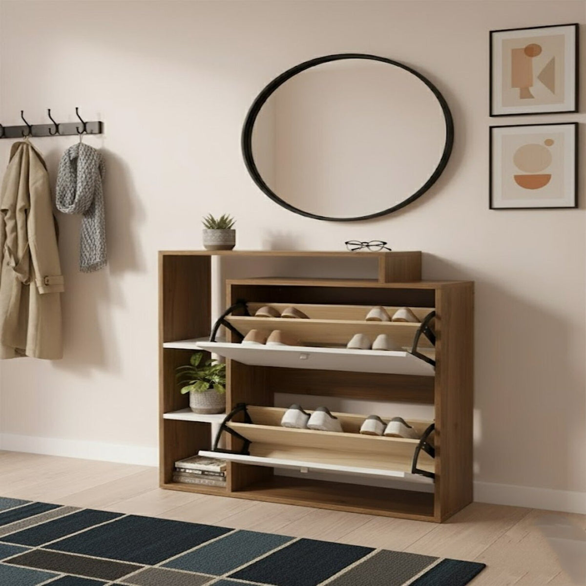 Organizador Zapatero Jenny 90x80x25cm Madera-Blanco