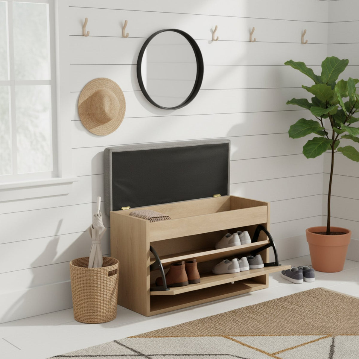 Organizador Zapatero Abatible - Baúl  47x80x25cm Gris Beige