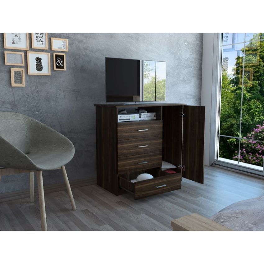 Organizador barlovento caoba, con cuatro cajones