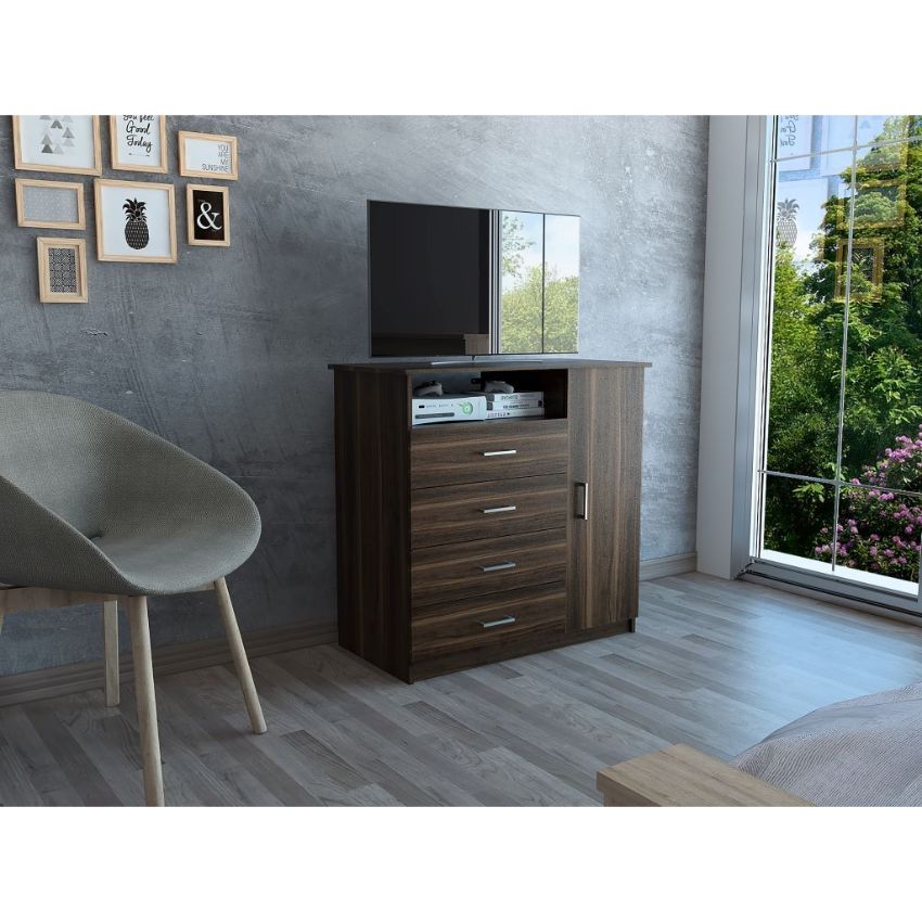 Organizador barlovento caoba, con cuatro cajones