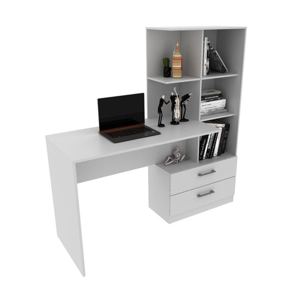 Escritorio + Biblioteca Poli Blanco