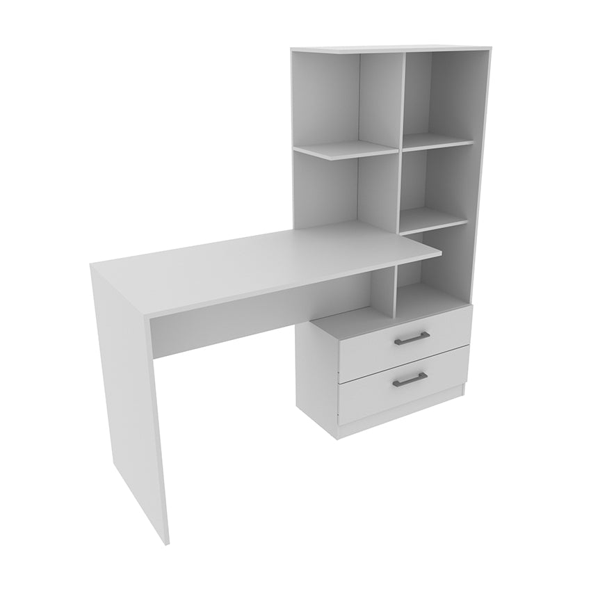 Escritorio + Biblioteca Poli Blanco