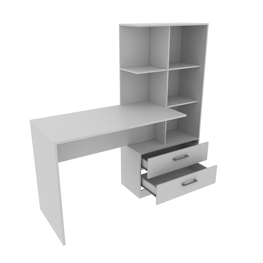 Escritorio + Biblioteca Poli Blanco