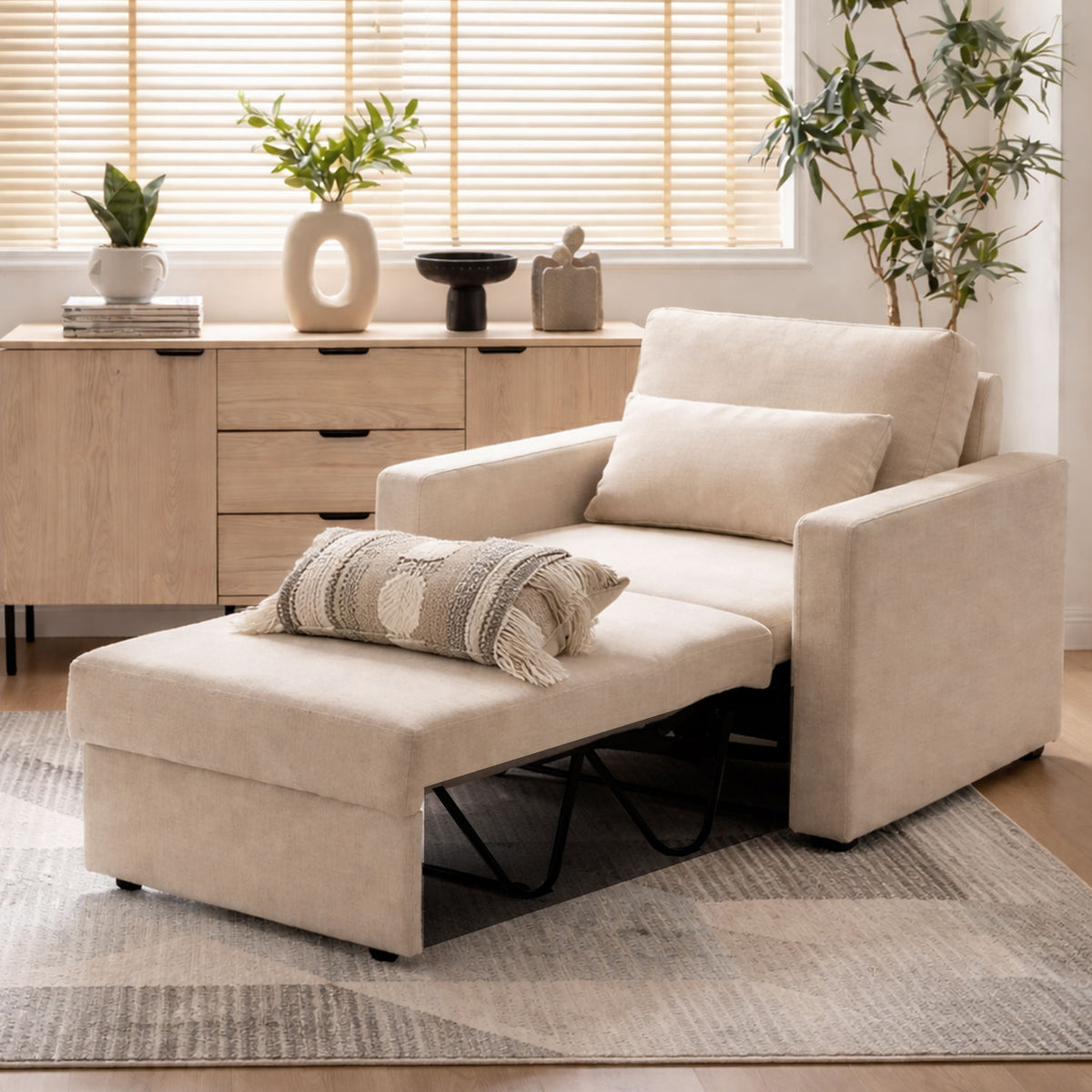 Poltrona Cama Reclinable Germany 90x76x86cm Beige