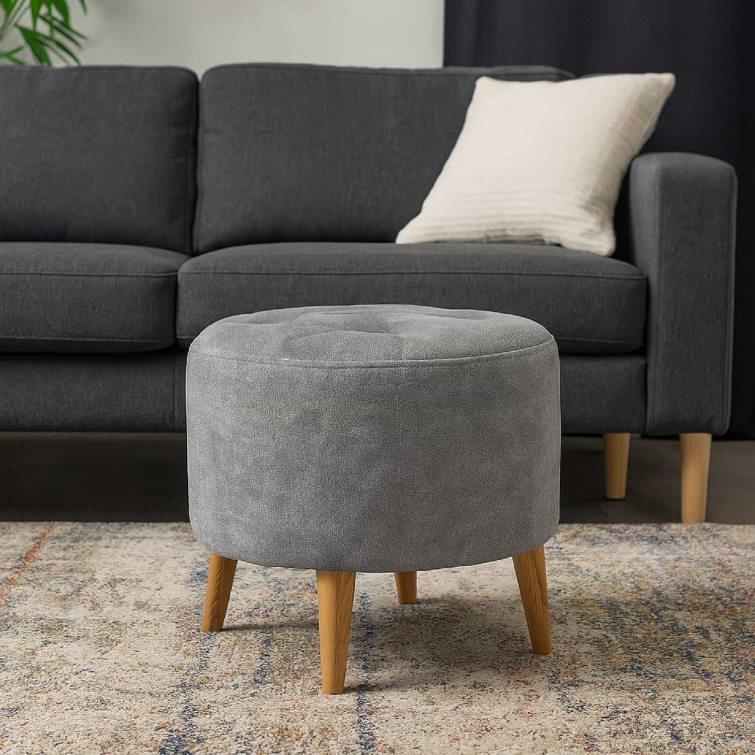 Puff Redondo 4 patas (40x40x40) Gris falcon