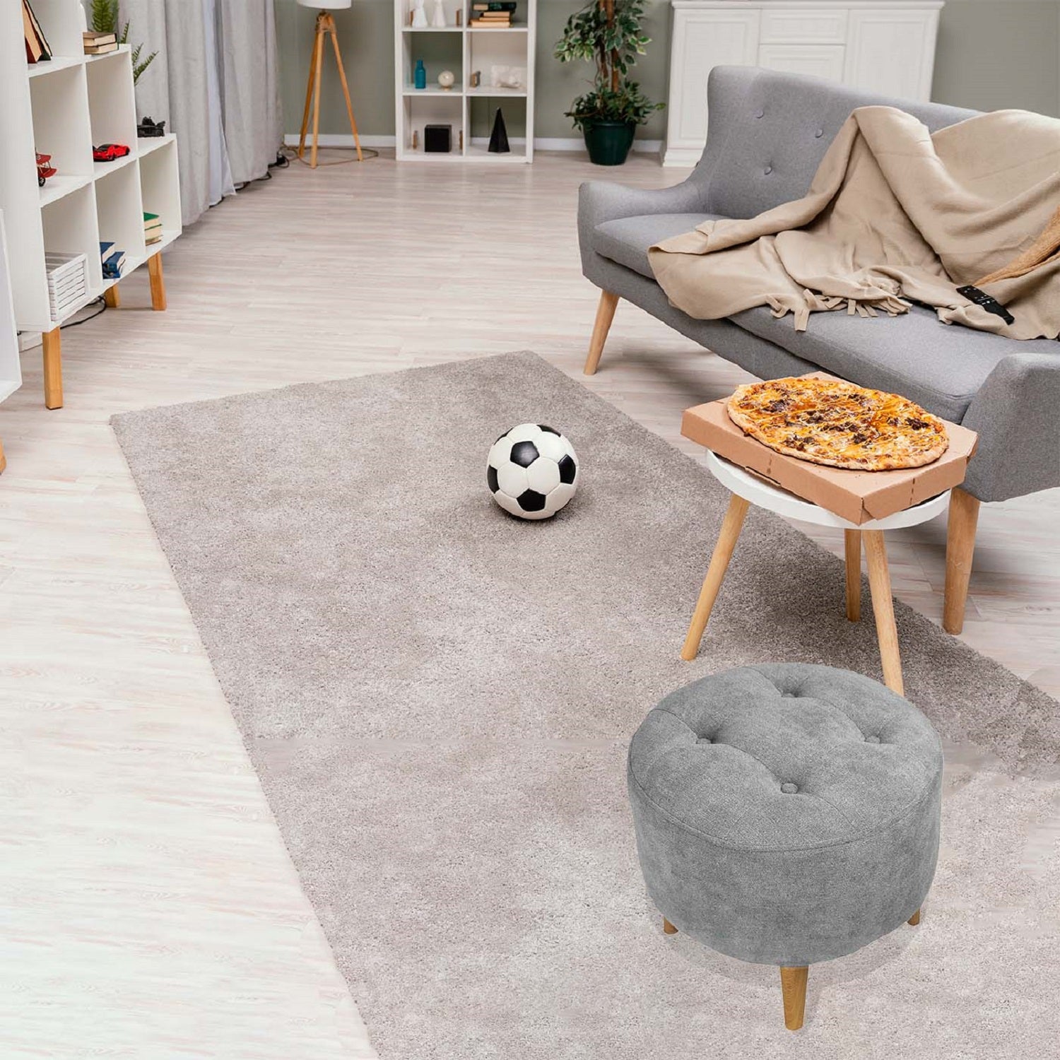 Puff Redondo 4 patas (40x40x40) Gris falcon