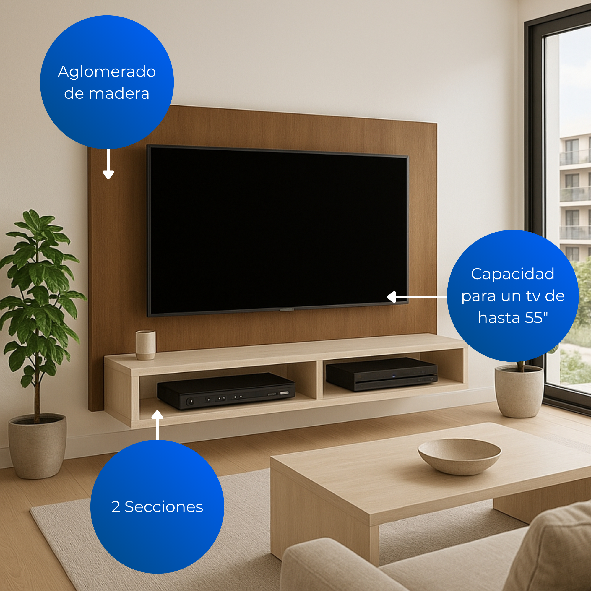 Panel TV California Caramelo/Beige