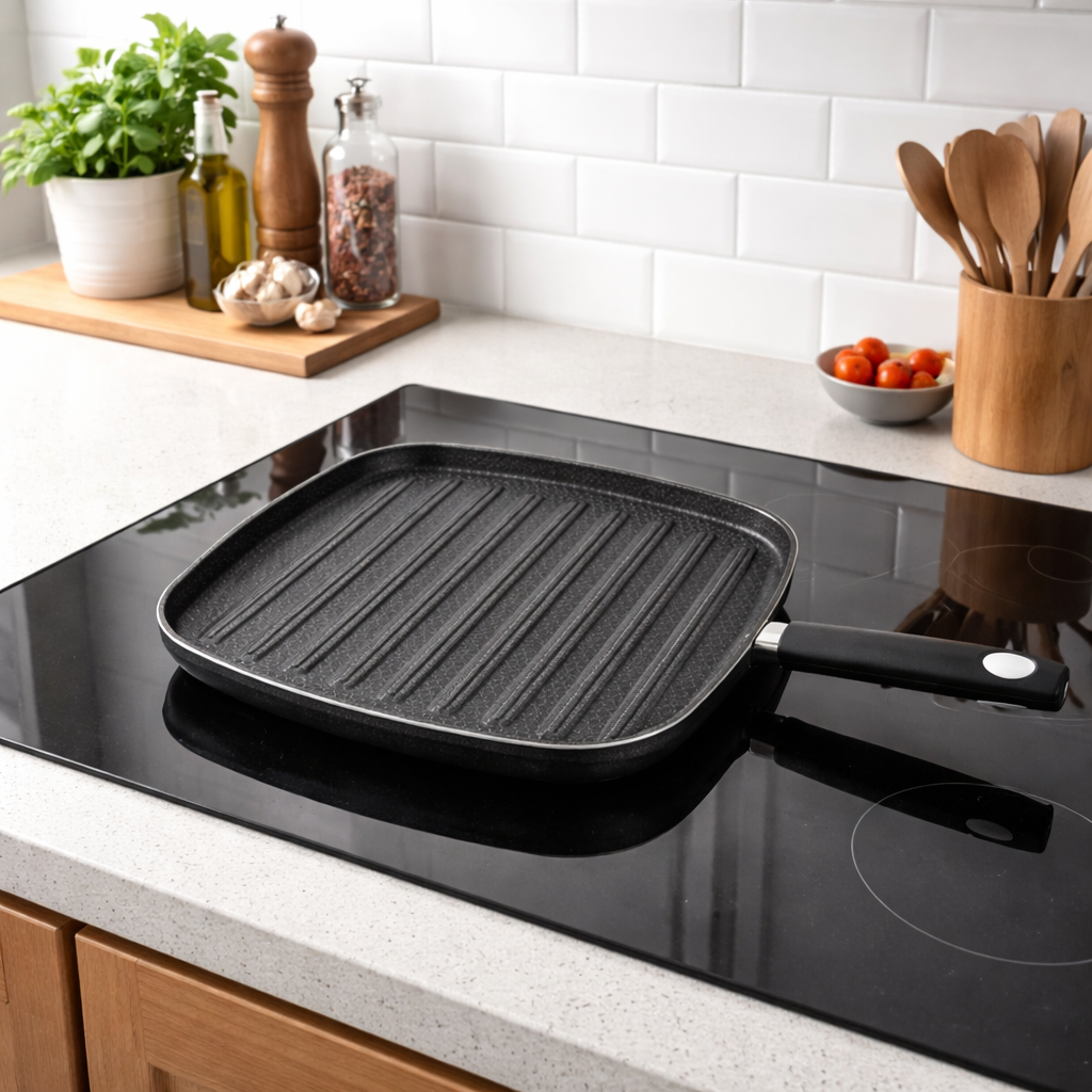 Sartén Parrilla Acanalada Superior Cuadrada Gris