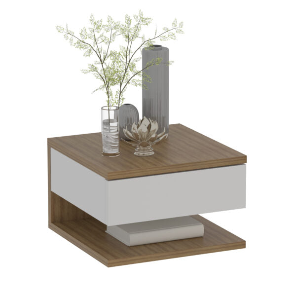 Mesa De Noche Roma Natural Blanco/Apagado