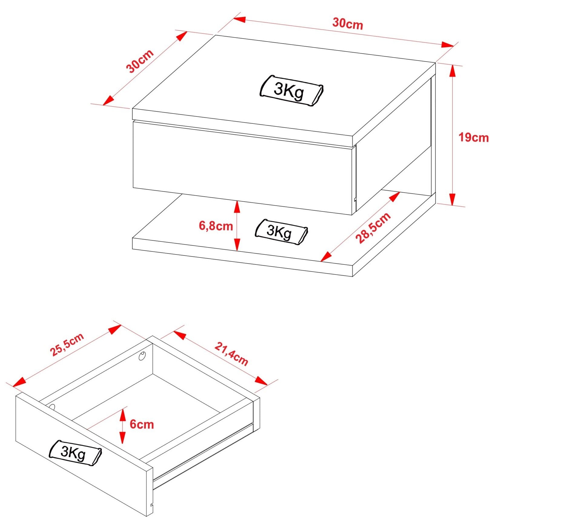Mesa De Noche Roma Natural Blanco/Apagado