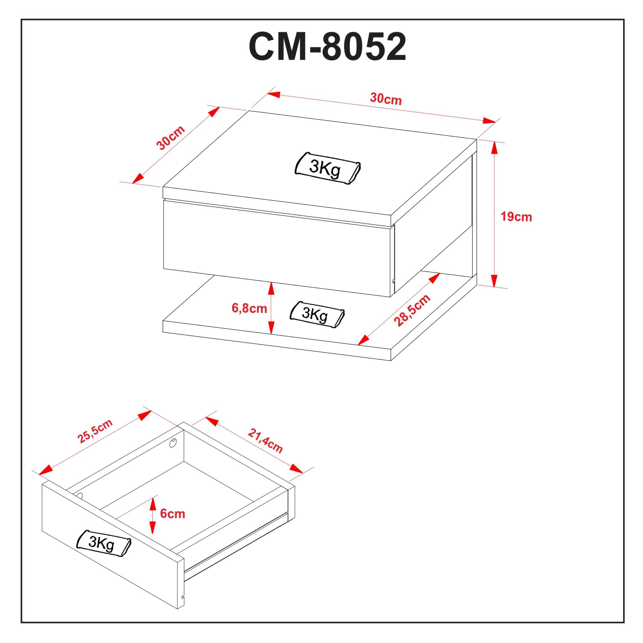 Mesa De Noche Roma Natural Blanco/Apagado