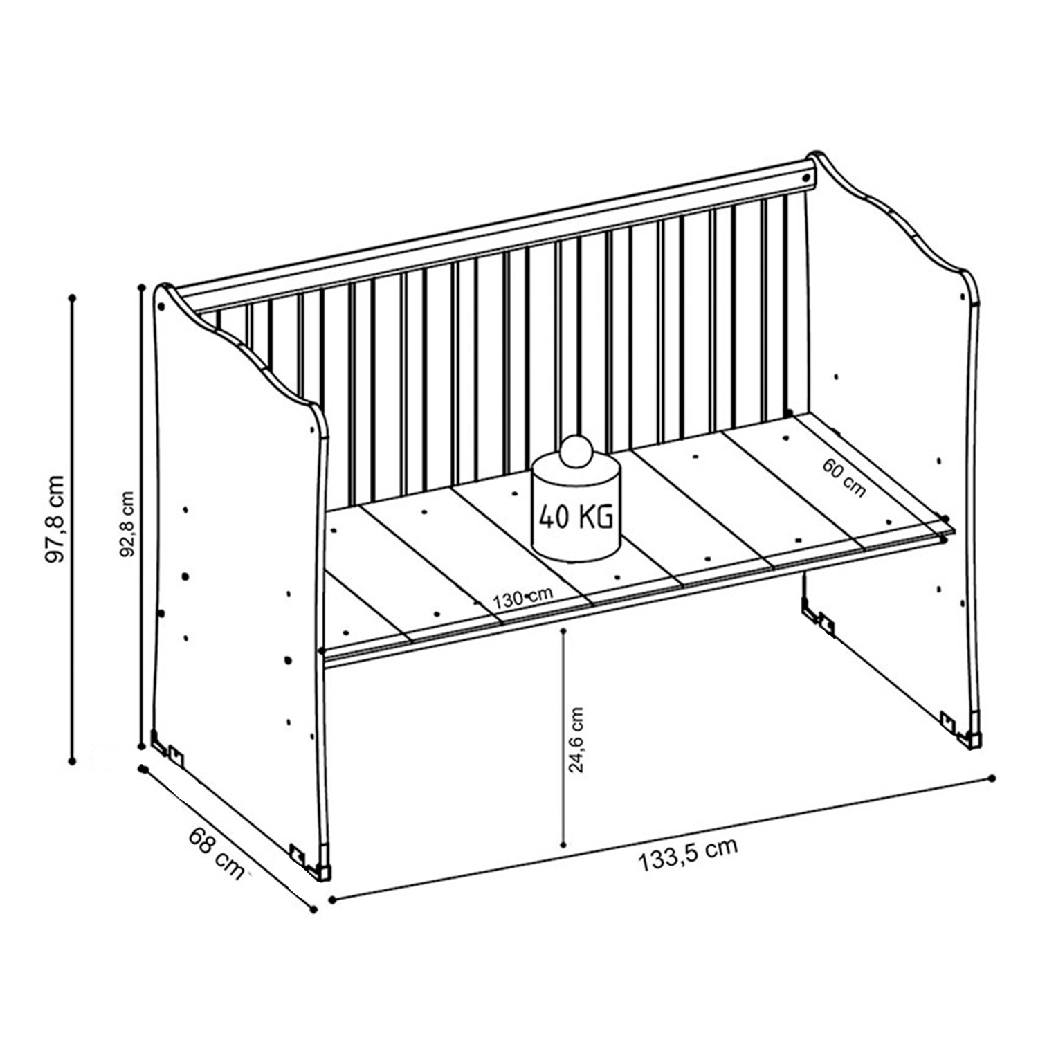 Combo Colchoneta Infantil 60 x1,30 cm + Cuna Rosario Blanco