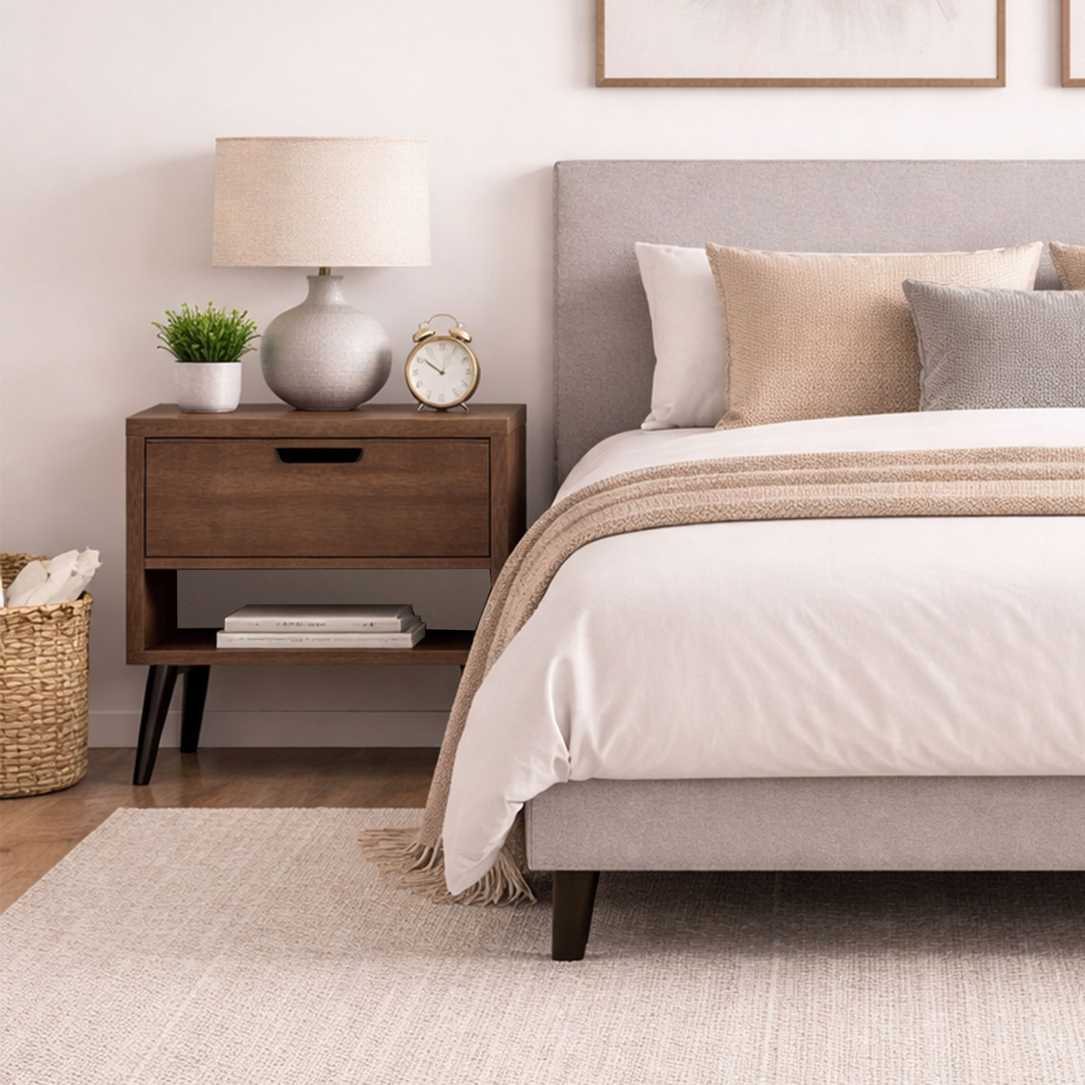 Set X 2 Mesas De Noche Bony con Puerta 40x50x30cm Madera